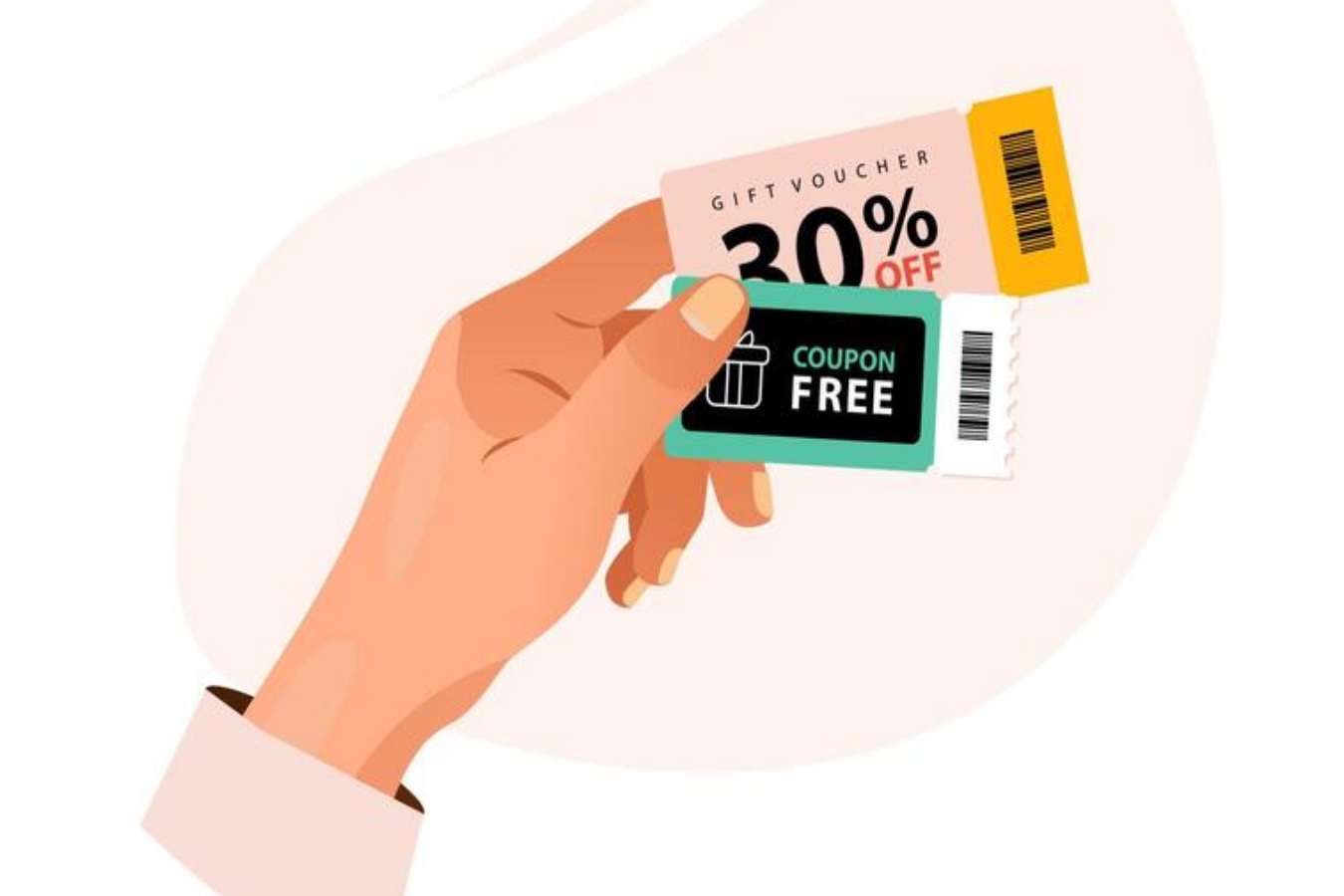 a-discount-coupon-in-a-person-s-hand-illustration-isolated-on-a-white-background-vector